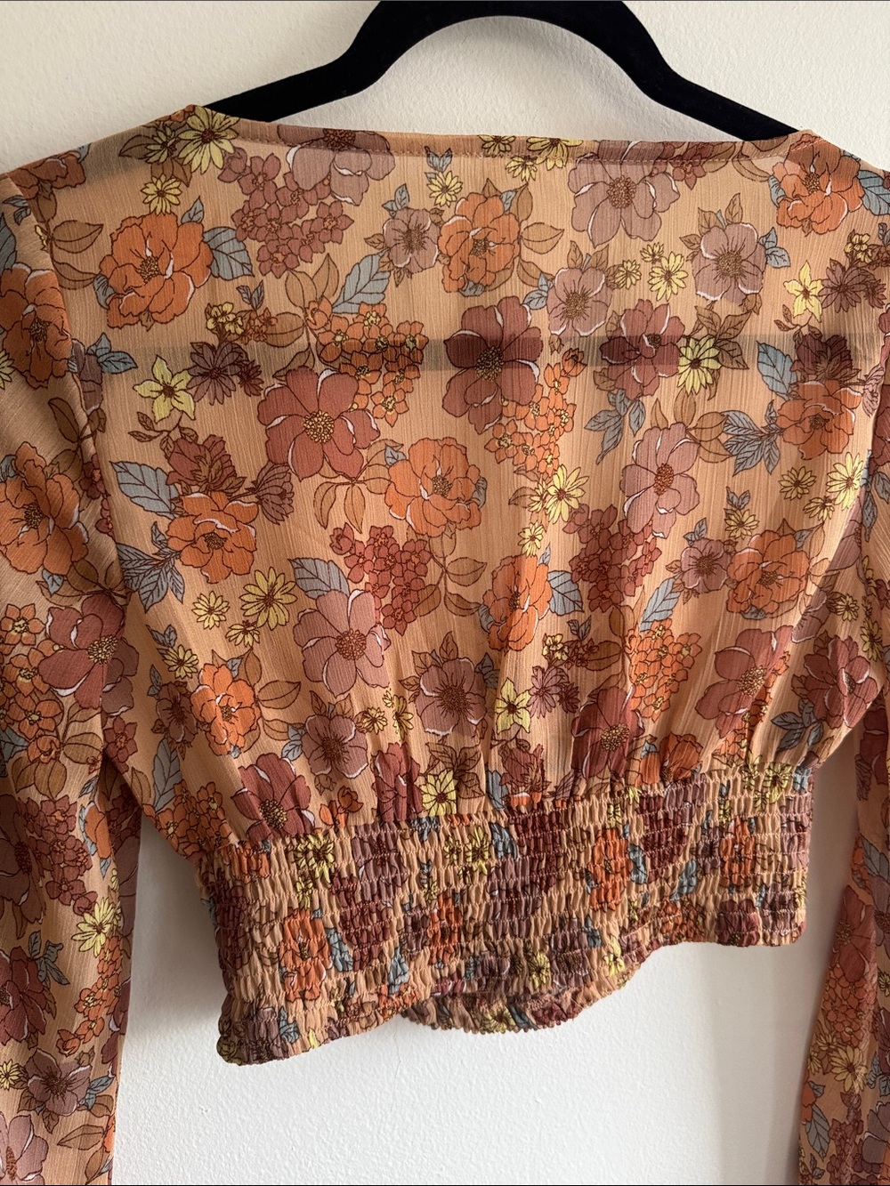 Boho Floral Front Tie Crop Top Indi Coachella Crop Hippie Festival Size XS - Picture 10 of 11